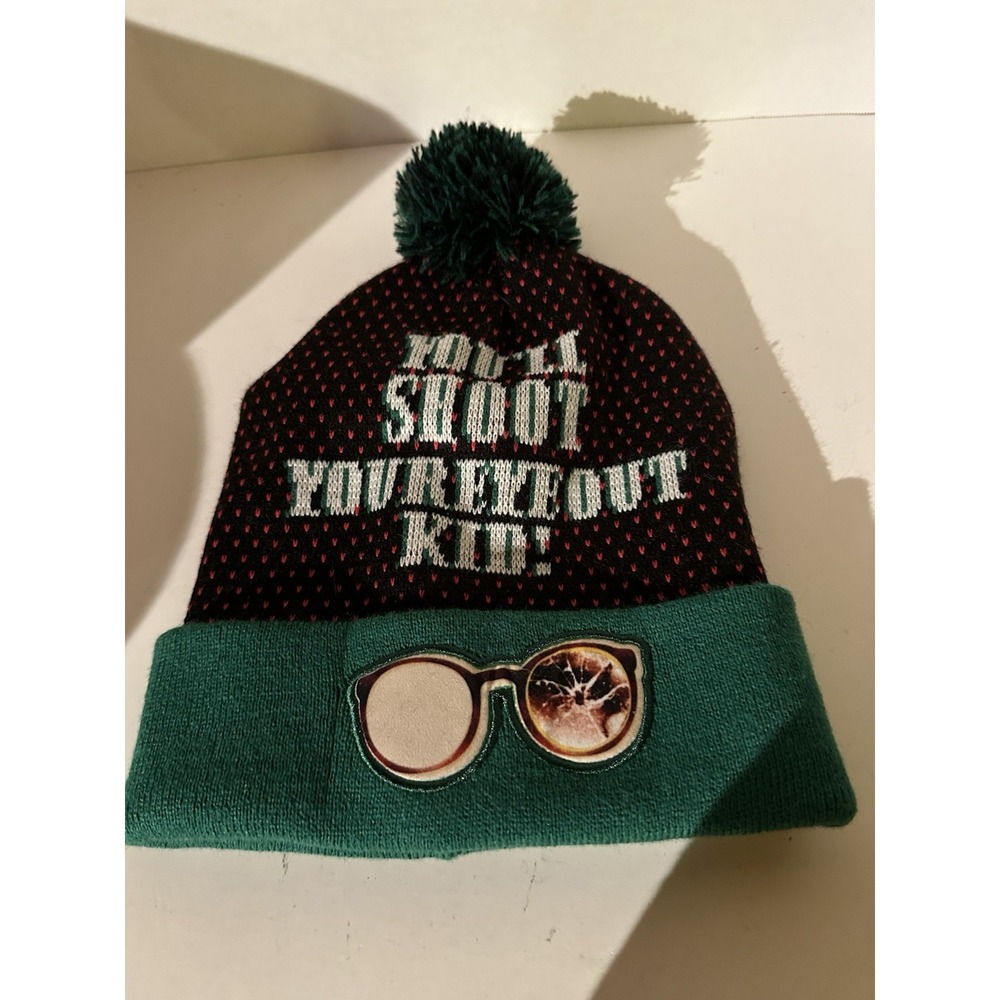 A Christmas Story "YOU'LL SHOOT YOUR EYE OUT KID!" Winter Hat Beanie Movie - EC